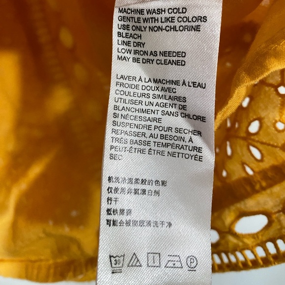 Maeve by Anthropologie Tilly Eyelet Blouse Sz 4 Sunflower Yellow - Picture 8 of 10